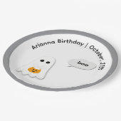 ハロウィーン誕生日パーティー | ミニマル幽霊デザイン ペーパープレート (アングル)