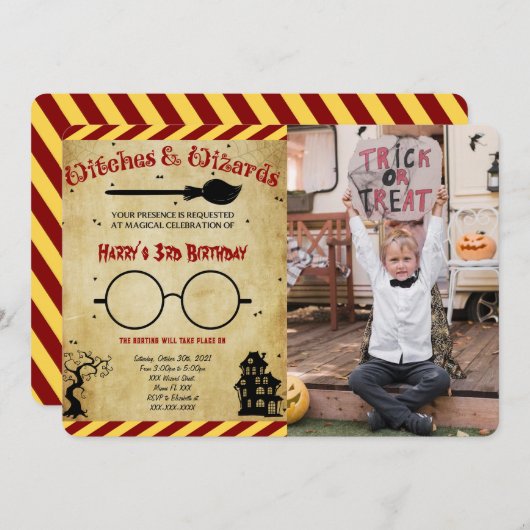 ハロウィーン誕生日フォト招待状 招待状 (正面/裏面)