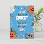 ハロウィーン誕生日フォーエバー4thボーイズパーティーブルー 招待状 (スタンド正面)