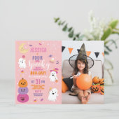 ハロウィーン誕生日フォーエバー4th女の子のパーティー写真 招待状