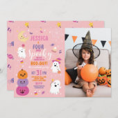 ハロウィーン誕生日フォーエバー4th女の子のパーティー写真 招待状