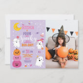 ハロウィーン誕生日フォーエバー4th女の子のパーティー写真 招待状 (正面)