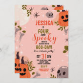 ハロウィーン誕生日フォーエバー4th女の子パーティー幽霊 招待状 (正面/裏面)