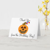 ハロウィーン誕生日ボーイサンキューパンプキンバルーン カード (黄色い花)