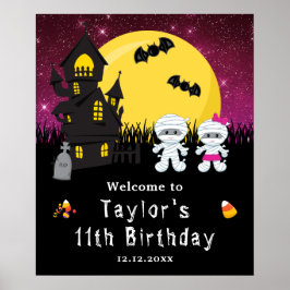 ハロウィーン誕生日ミムミピンクウェルカムサイン ポスター