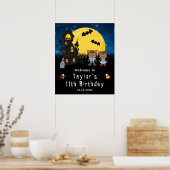 ハロウィーン誕生日人狼ブルーウェルカムサイン ポスター (キッチン)