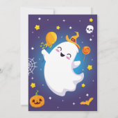 ハロウィーン誕生日幽霊ハッピーおもしろいかわいい1st 招待状 (裏面)