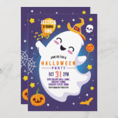 ハロウィーン誕生日幽霊ハッピーおもしろいかわいい1st 招待状 (正面/裏面)