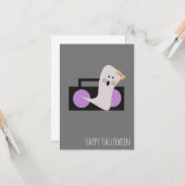 ハロウィーン誕生日幽霊ラジオ音楽愛好家 カード (正面/裏面インサイチュ)