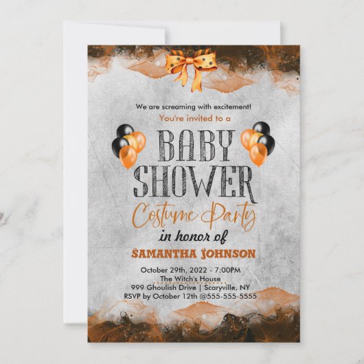 ハロウィーン誕生日招待状とこうもり 招待状 (正面)