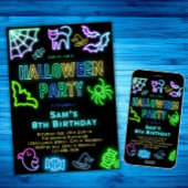 ハロウィーン誕生日招待状キッズネオンパーティー 招待状