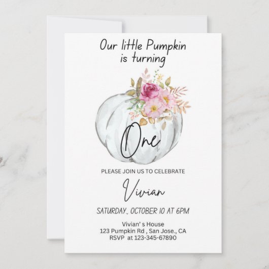 ハロウィーン誕生日招待状パンプキン招待状B-day サンキューカード (正面)