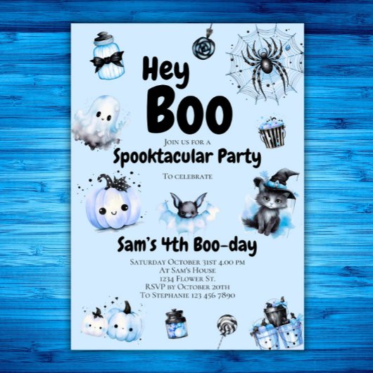 ハロウィーン誕生日招待状ボーイズHey 不気味 Boo 招待状