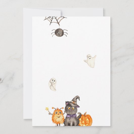 ハロウィーン誕生日招待状不気味衣装パーティー 招待状 (裏面)