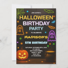 ハロウィーン誕生日招待状 | 可愛不気味い子 招待状