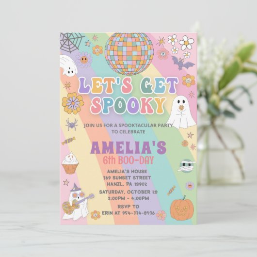 ハロウィーン誕生日招待状、編集可能ハロウィーン 招待状 (スタンド正面)