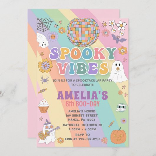 ハロウィーン誕生日招待状、編集可能ハロウィーン 招待状 (正面/裏面)