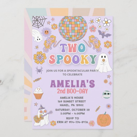 ハロウィーン誕生日招待状、編集可能ハロウィーン 招待状 (正面/裏面)