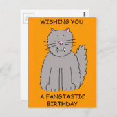 ハロウィーン誕生日猫と牙 ポストカード (正面/裏面)