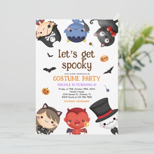 ハロウィーン誕生日衣装パーティーキッズおもしろいかわいい 招待状 (スタンド正面)