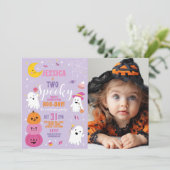ハロウィーン誕生日2人の女の子パーティー幽霊写真 招待状 (スタンド正面)
