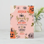 ハロウィーン誕生日2人ガールズパーティー幽霊ピンク 招待状