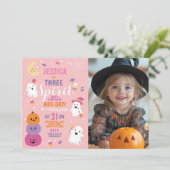 ハロウィーン誕生日3rd女の子パーティー幽霊カボチャ 招待状 (スタンド正面)
