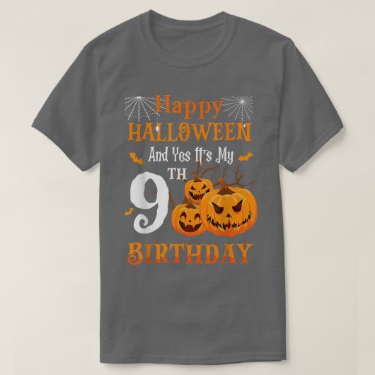 ハロウィーン誕生日9歳9thパーティーカボチャSp Tシャツ (デザイン正面)