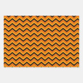 ハロウィーン誕生日 |オレンジと黒のシェブロン ラッピングペーパーシート (正面)