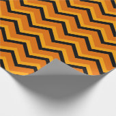 ハロウィーン誕生日 |オレンジと黒のシェブロン ラッピングペーパー (角)