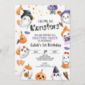 ハロウィーン誕生日、コスチュームパーティー、キッズパーティー 招待状 (正面/裏面)