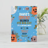 ハロウィーン誕生日 – 任意の年齢 – ボーイズブルーパーティー 招待状 (スタンド正面)