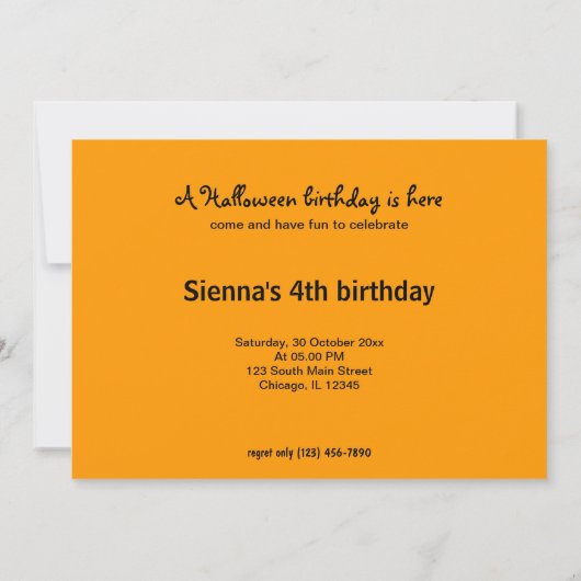 ハロウィーン誕生日 招待状 (裏面)
