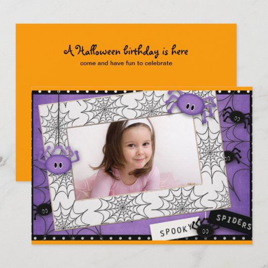 ハロウィーン誕生日 招待状 (正面/裏面)