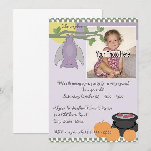 ハロウィーン誕生日 招待状 (正面/裏面)