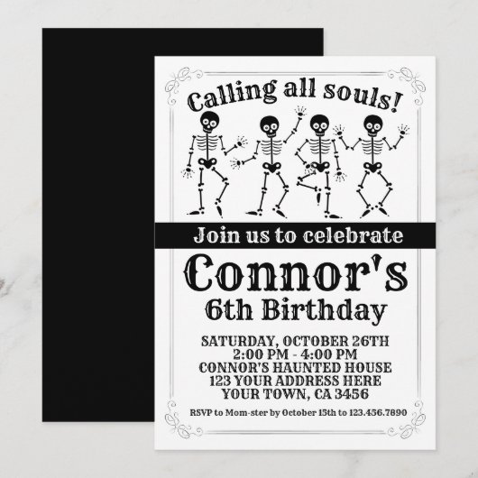 ハロウィーン誕生日 招待状 (正面/裏面)