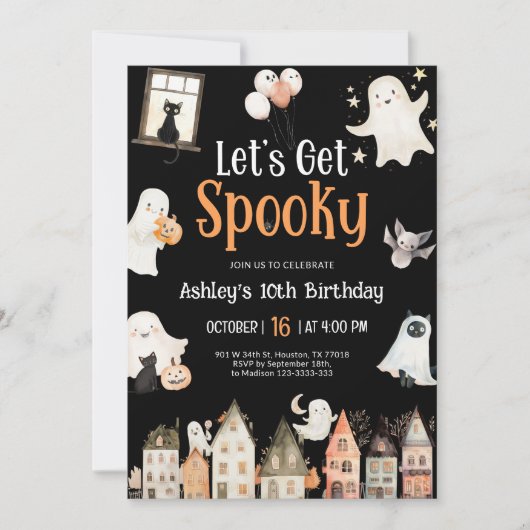 ハロウィーン誕生日 | 行こう不気味 招待状 (正面)