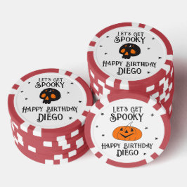 ハロウィーン誕生日「Let's Get」不気味スカル名 ポーカーチップ