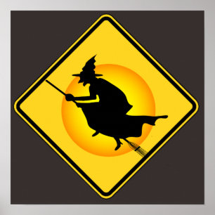 ハロウィーン警告ウィッチの看板ポスター ポスター