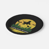 ハロウィーン警告ウィッチブロムスティックを飛んでいる横切る ペーパープレート (アングル)