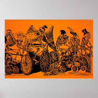 ハロウィーン販売!スケルトンサイクリストby J. Posada ポスター