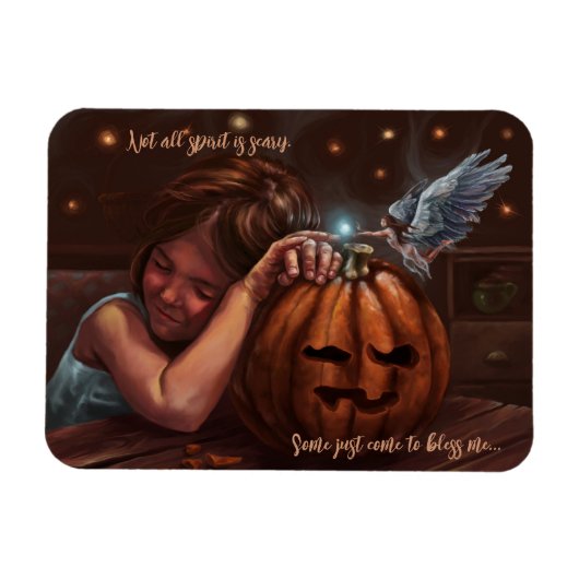 ハロウィーン賛美天使のかわいいオリジナルのアートワーク マグネット (横)