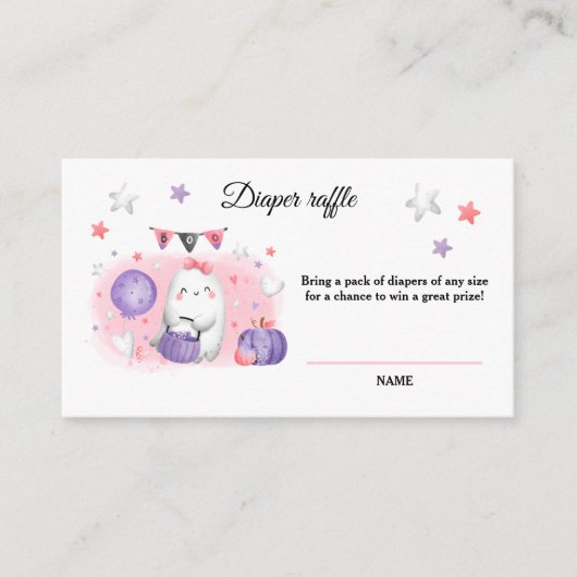 ハロウィーン赤ちゃんガールシャワーおむつラッフルカード エンクロージャーカード (正面)