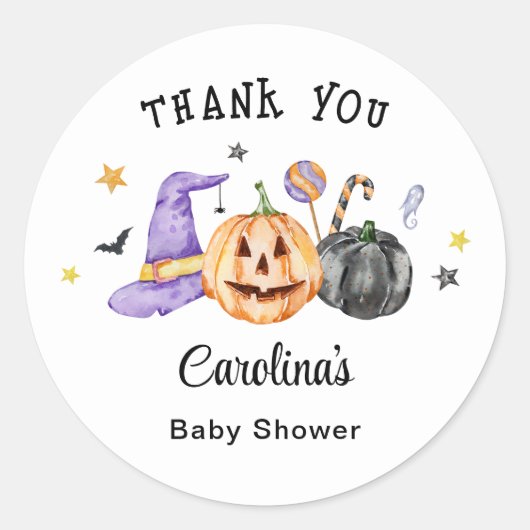 ハロウィーン赤ちゃんシャワーありがとう ラウンドシール (正面)