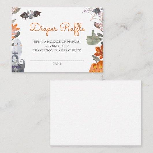 ハロウィーン赤ちゃんシャワーおむつラッフルインサート エンクロージャーカード (正面/裏面)