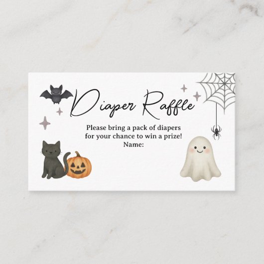ハロウィーン赤ちゃんシャワーおむつラッフルカード エンクロージャーカード (正面)