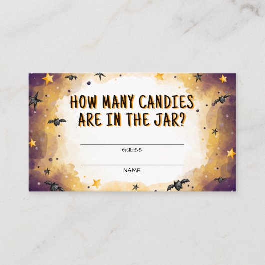 ハロウィーン赤ちゃんシャワーのゲームキャンディスカードの数 エンクロージャーカード (正面)