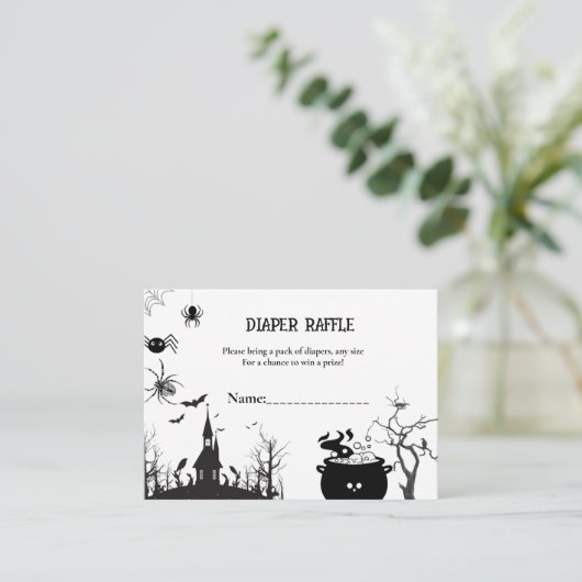 ハロウィーン赤ちゃんシャワーゲームおむつリクエスト エンクロージャーカード (スタンド正面)