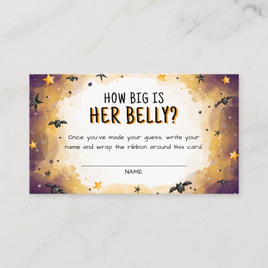 ハロウィーン赤ちゃんシャワーゲーム彼女の腹の大きさ エンクロージャーカード (正面)