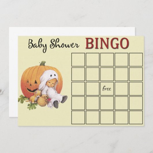 ハロウィーン赤ちゃんシャワービンゴカード 招待状 (正面/裏面)